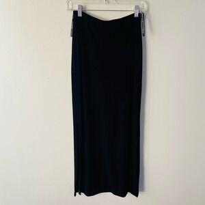 Vintage J. Harris black velvet maxi skirt with side slits (Size: XS)